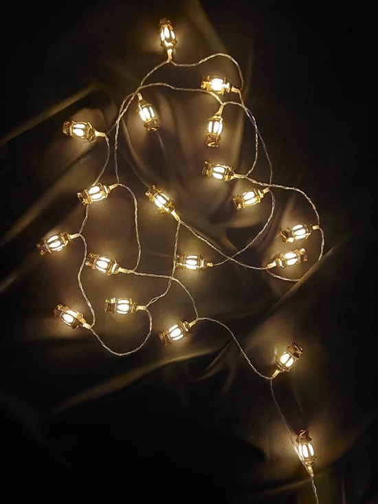 Guirlande Siècle des Lumières Ramadan Borvat® – 20 lanternes dorées – 3M – Jaune chaud – Électrique