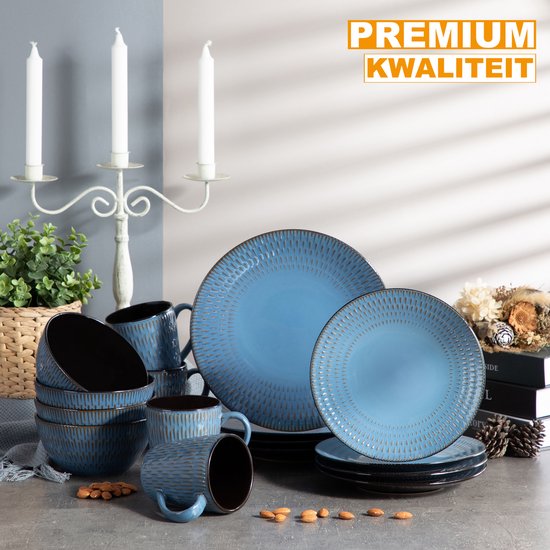 Morencia Serviesset - 48 delig - 8 persoons - Sky blauw - Dinerborden - Bordenset - Diepe borden - Ontbijtborden - Servies - Keukenservies — afbeelding 2