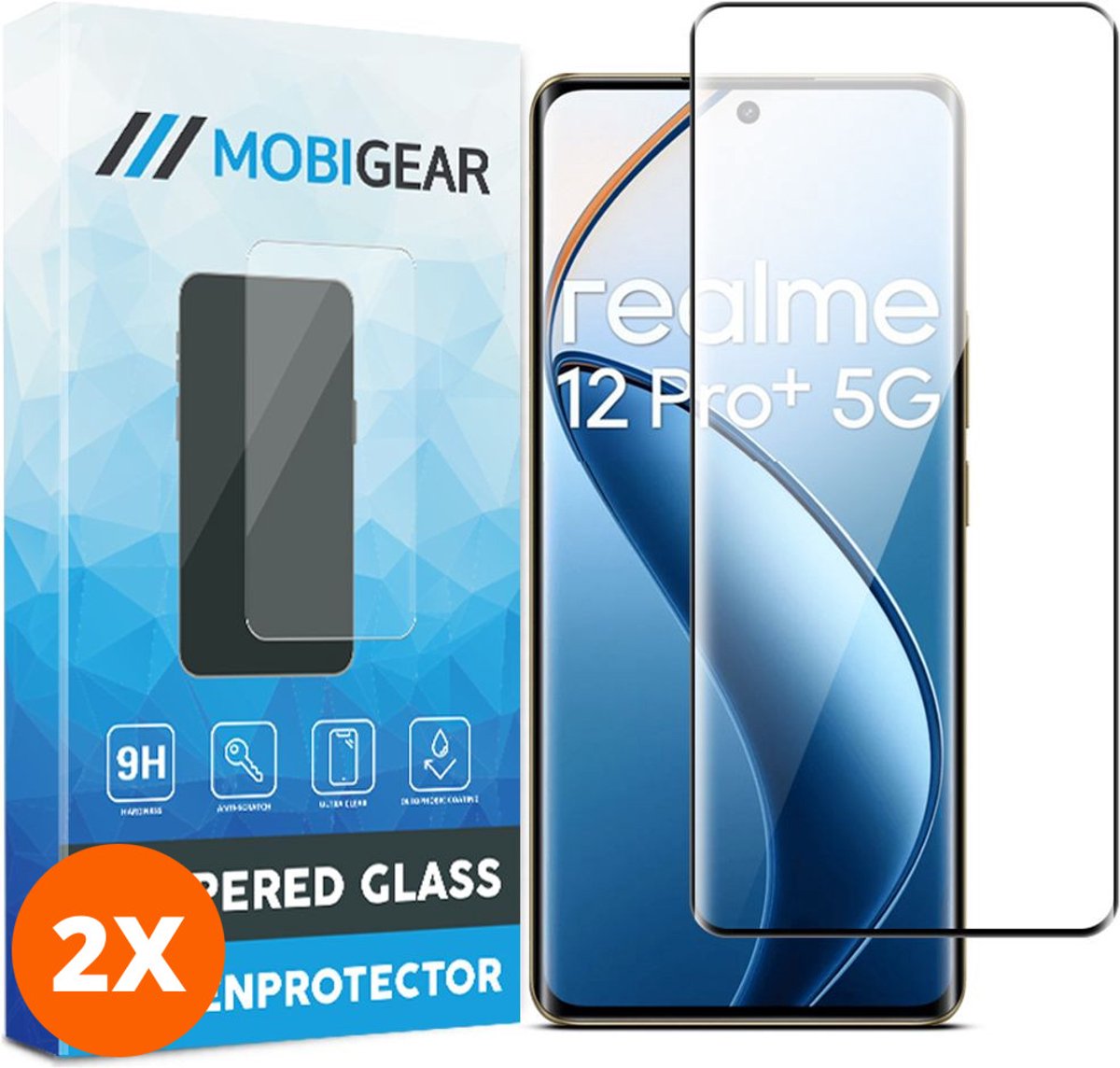 Mobigear Screenprotector geschikt voor Realme 12 Pro Plus Glazen | Mobigear Premium Screenprotector - Case Friendly (2-Pack)