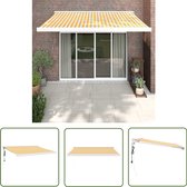 Auvent extensible The Living Store - 3 x 2,5 m - Jaune et blanc - Aluminium thermolaqué