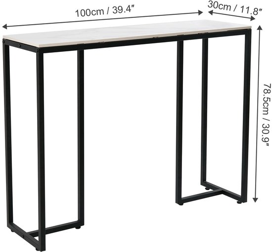 COSTWAY Consoletafel smal, bijzettafel, marmerlook, gangtafel met mand en goudkleurig metalen frame, modern, voor woonkamer, entree, hal, 110 x 30 x 80 cm COSTWAY Consoletafel smal, bijzettafel, marmerlook, gangtafel met mand en goudkleurig metalen frame, modern, voor woonkamer, entree, hal, 110 x 30 x 80 cm