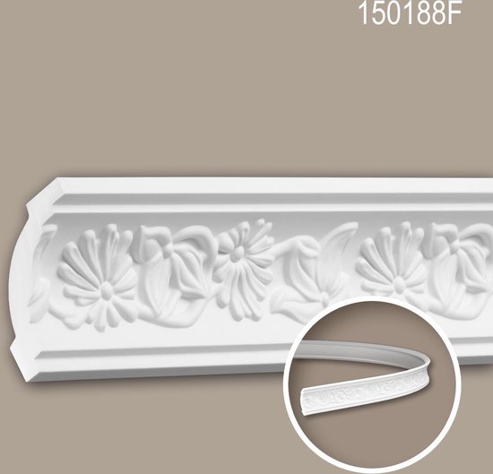 Kroonlijst 150188F Profhome Sierlijst flexibele lijst Lijstwerk rococo barok stijl wit 2 m