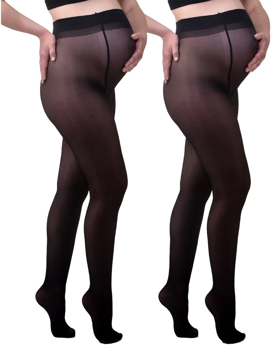 Mamsy 2-Pack Comfortabele Sheer Zwangerschapspanty 20den - Zwart