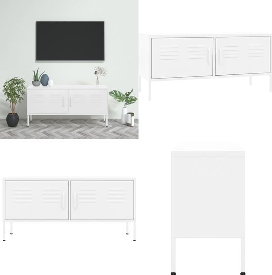 vidaXL Meuble TV 105x35x50 cm Acier Blanc - Ensemble de meubles TV - Ensembles de meubles TV - Ensemble de meubles TV - Ensembles de meubles TV