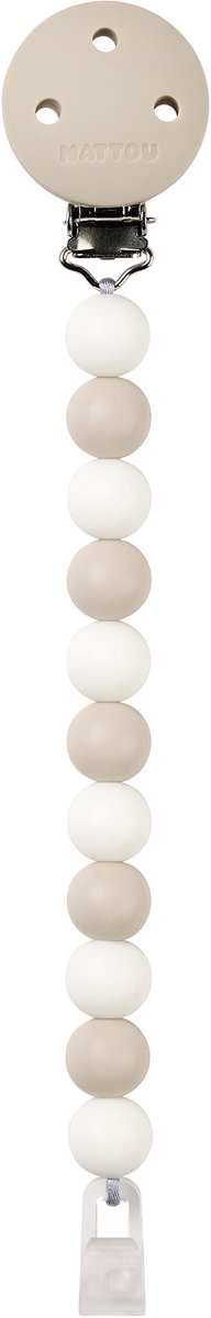 Nattou SILICONE Fopspeenketting - 21 cm - Klei/Wit