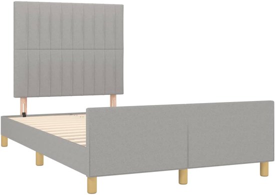 vidaXL Cadre de lit avec tête de lit Tissu Gris clair 120x200 cm - Cadre de lit avec tête de lit - Encadrements de lit avec têtes de lit - Lit - Meubles de couchage