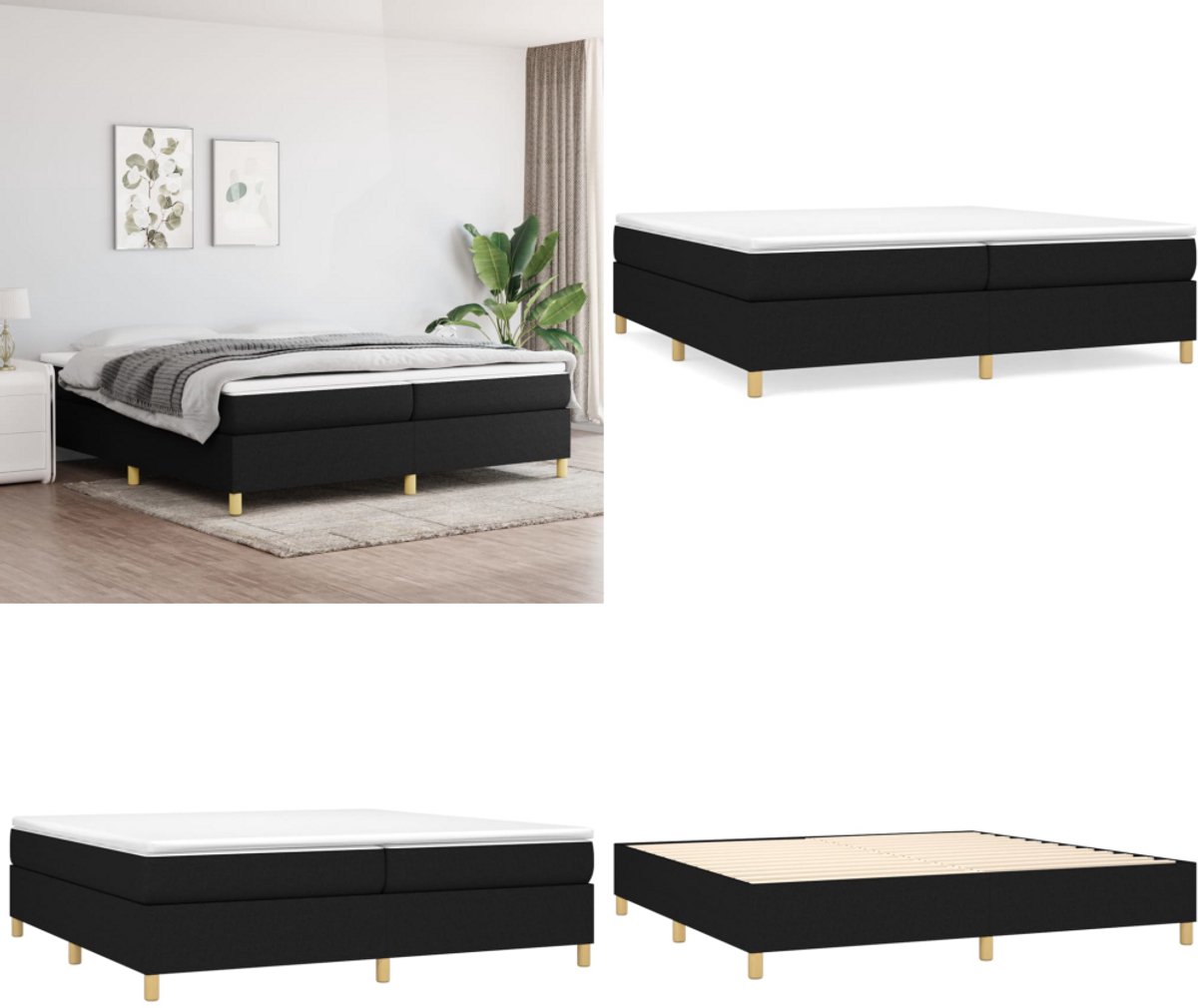 vidaXL Boxspring met matras stof zwart 200x200 cm - Boxspring - Boxsprings - Bed - Slaapmeubel