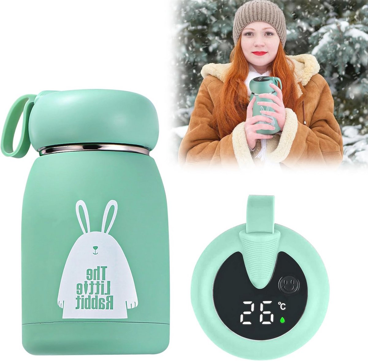 Thermosfles voor Kinderen 320 ml - Vacuüm Geïsoleerde Drinkfles met Led-Touchscreen Temperatuurweergave