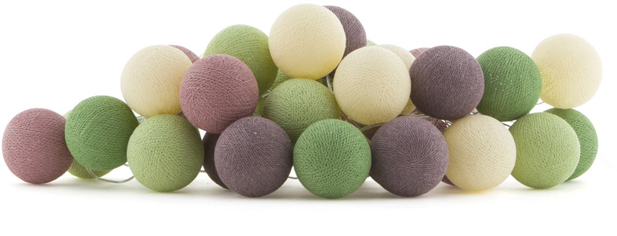Cotton Ball Lights - LED lichtslinger voor binnen - Handgemaakt en Fairtrade - 35 lampjes - Forest Fruit