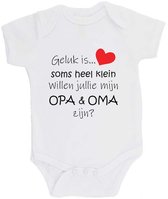 Barboteuse 100% coton Annonce de Grossesse 2.0 "Le Geluk est parfois très petit, veux-tu être mon GRAND-PÈRE et mon GRAND-MÈRE ?" Unisexe Katoen Wit/noir/rouge Taille 56/62