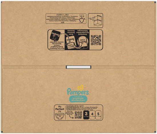 Pampers Premium Protection Taille 3 - 204 Couches - 6kg-10kg - Pack 1 Mois