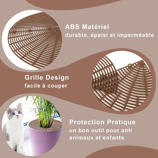 Lot De 4 Grilles De Protection Pour Pots De Fleurs - Diamètre 40 Cm, Réglables - Empêche Les Chats/animals De Gratter La Terre - 9