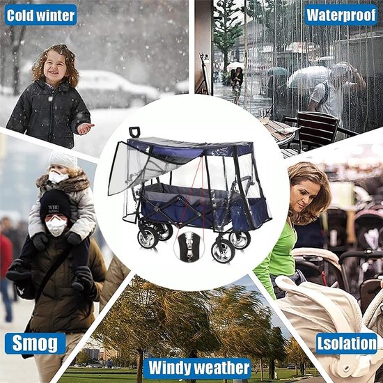 Universele Regenbescherming voor Bolderkar - Transparante Opvouwbare Regenhoes van Deryan — afbeelding 4