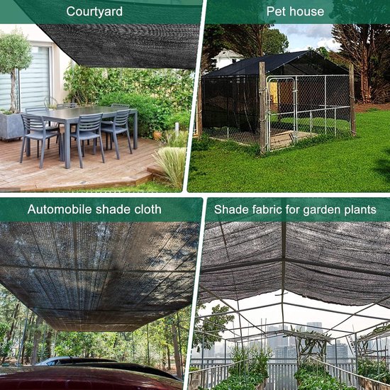 40% schaduwstof met ringen, 2 x 6 m, tuinmas, schaduwzeil, HDPE, zonweringsnet, uv-bestendig net voor broeikasafdekking, terras, planten, bloemen, kippenhok en carport van Tuinmas — afbeelding 3