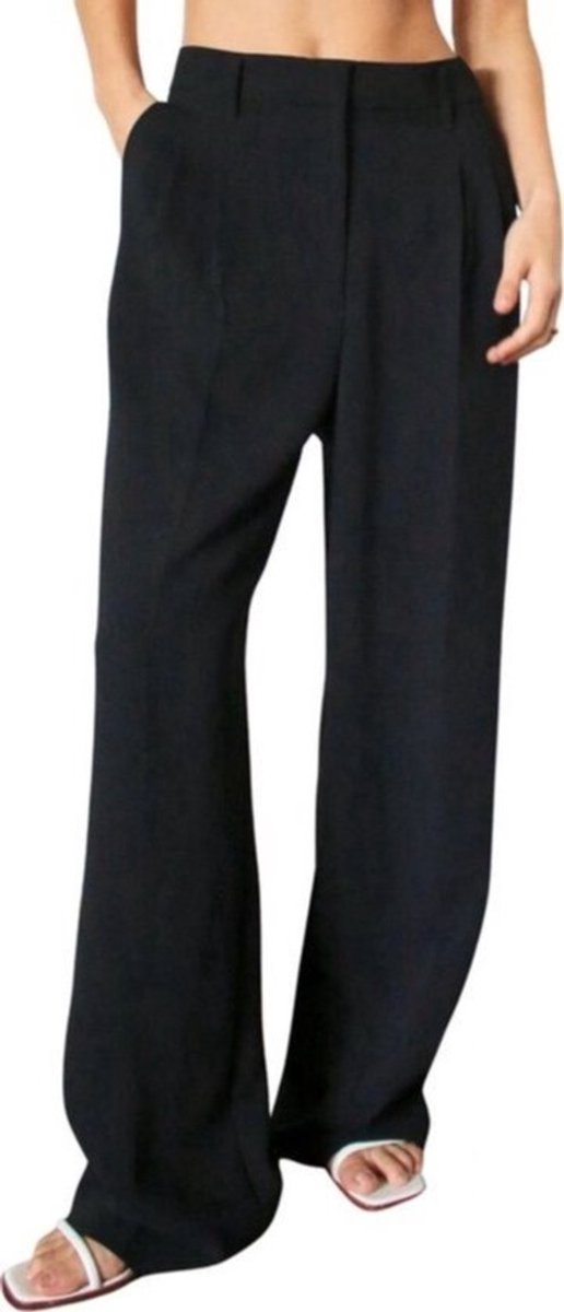 Comfortabele Dames Wijde Pants / Broek / Pantalon | Flared Broek | Zwart - L (40)