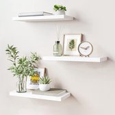 Set de 3 étagères flottantes - fixation murale - finition blanche - bois