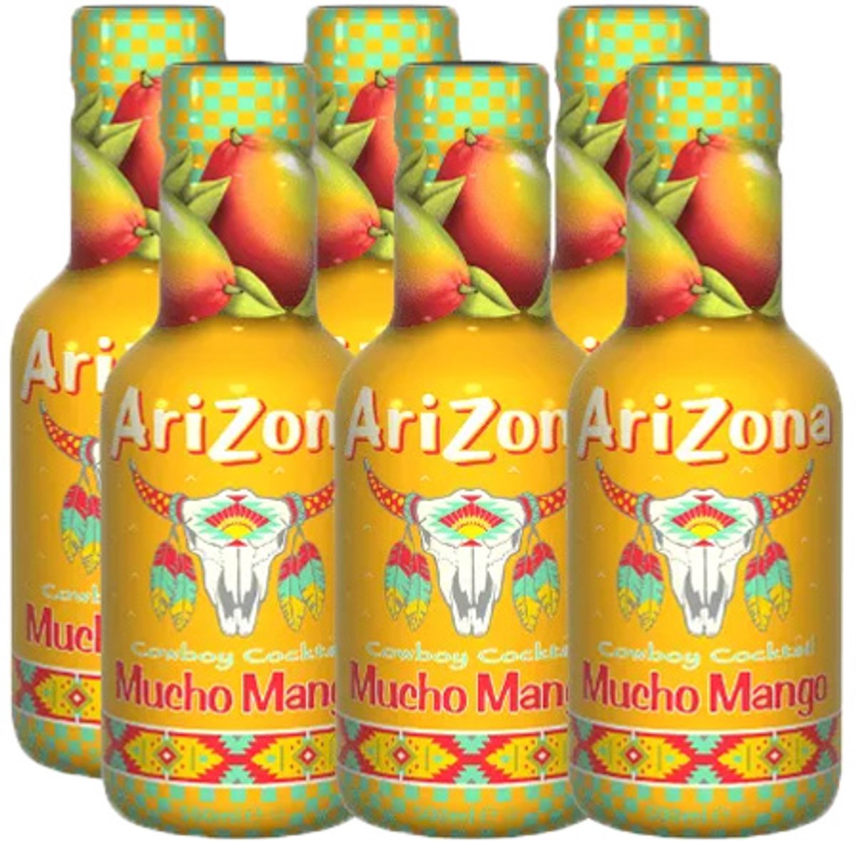 Arizona ijsthee Mucho Mango, flesjes van 0,5 L, pak van 6