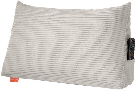 sleepling 70 x 40 x 20 cm rugkussen corduroy look, wigkussen voor bed en bank, lendenkussen, driehoekig leeskussen, kussen met afneembare wasbare hoes, zijvak, beige