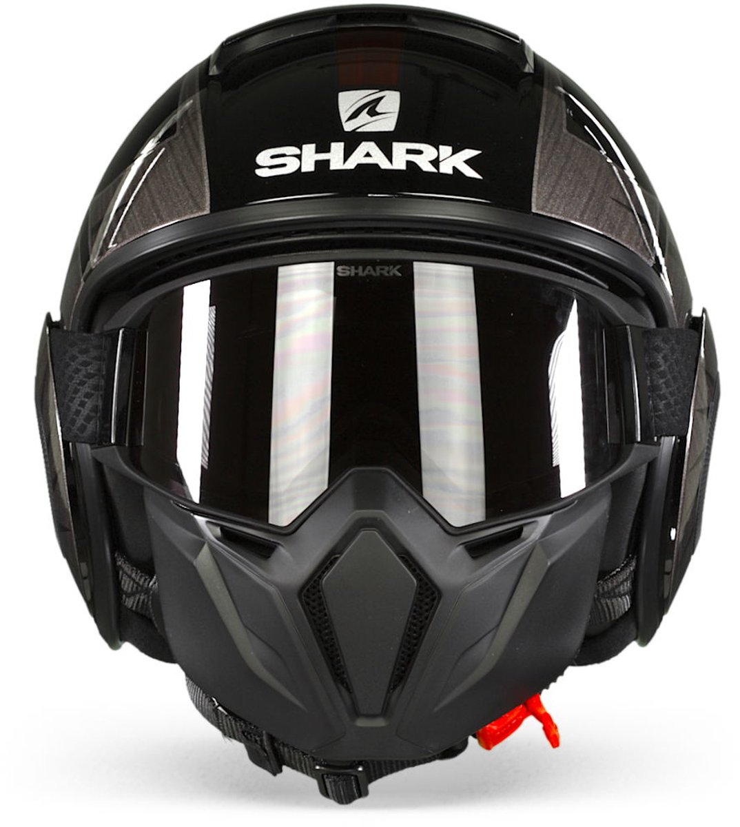 SHARK STREET DRAK TRIBUTE RM Motorhelm jethelm Zwart Chroom Rood - Maat XS – foto 5