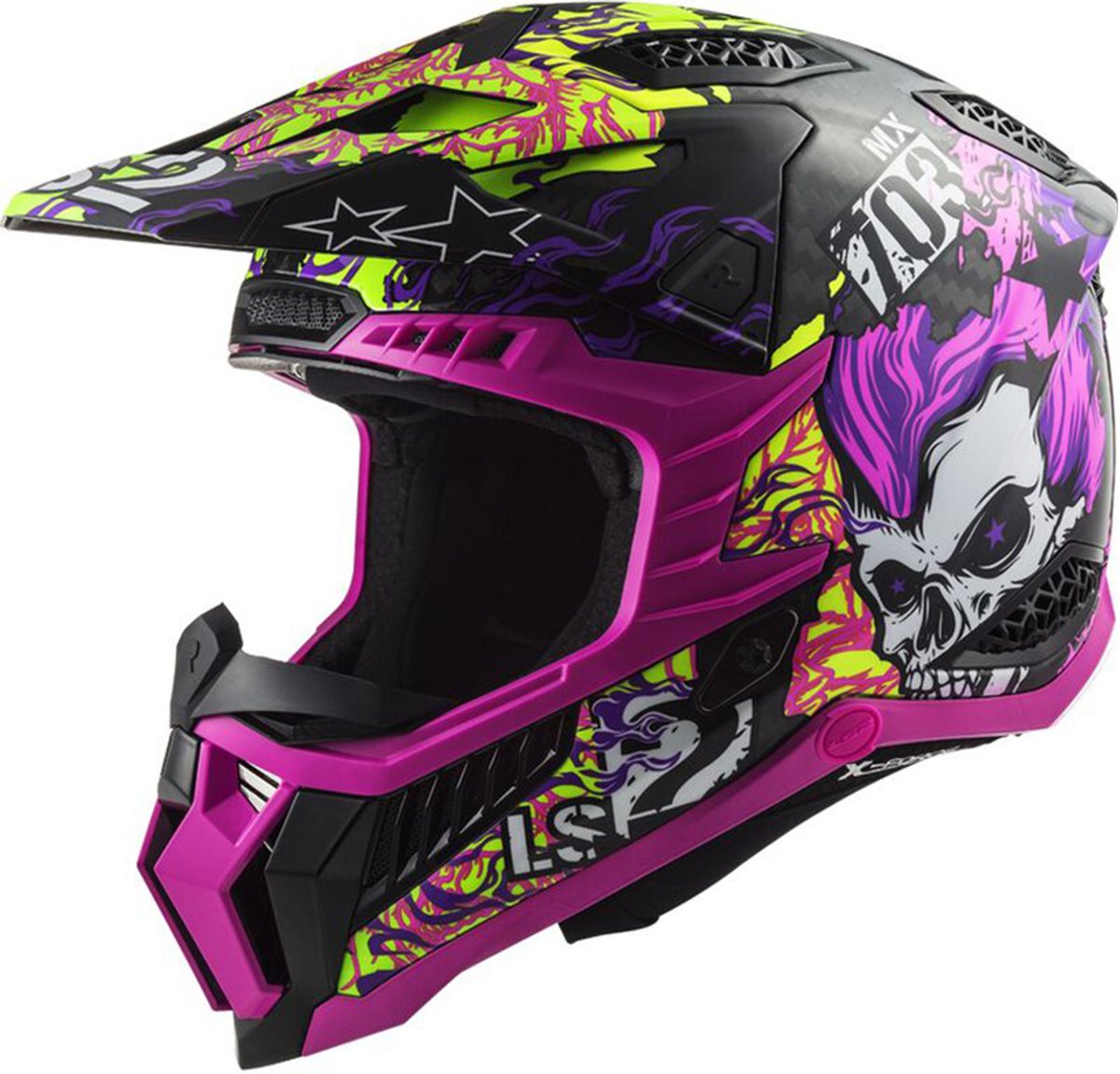 LS2 MX703 C X-Force Fireskull Paars Offroad Helm - Helm