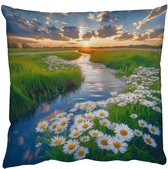 Sierkussens - Kussentjes Woonkamer - 40x40 cm - Beekje - Landschap - Margriet