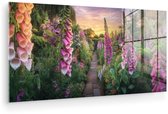 MuchoWow® Peinture sur verre 120x60 cm - Peinture acrylique sur verre - Digitale - Fleurs - Jardin - Photo sur verre - Décoration murale salon - Décoration murale chambre - Peintures