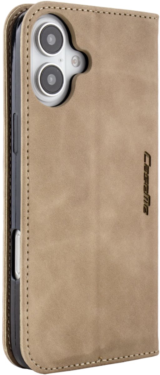 Mobile5 - iPhone 16 Plus Bookcase Hoesje - Beige - Kunstleer - Anti Shock