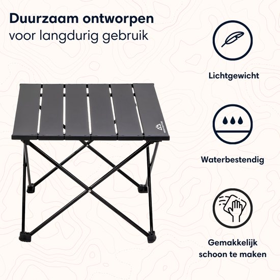 Campingtafel Inklapbaar - Lichtgewicht Aluminium - Kampeertafel Opvouwbaar - Inklapbare Tafel - Vouwtafel - Picknicktafel Kinderen - Zwart - 40x35x30cm - Small - needventure® — afbeelding 4