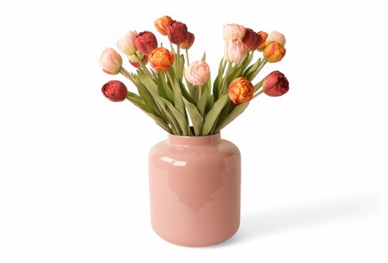 WinQ- Boeket Kunst Tulpen 21stuks - Boeket zijden Tulpen 40cm - prachtige voorjaarskleuren - Kunstbloemen - zijden bloemen - exclusief vaas