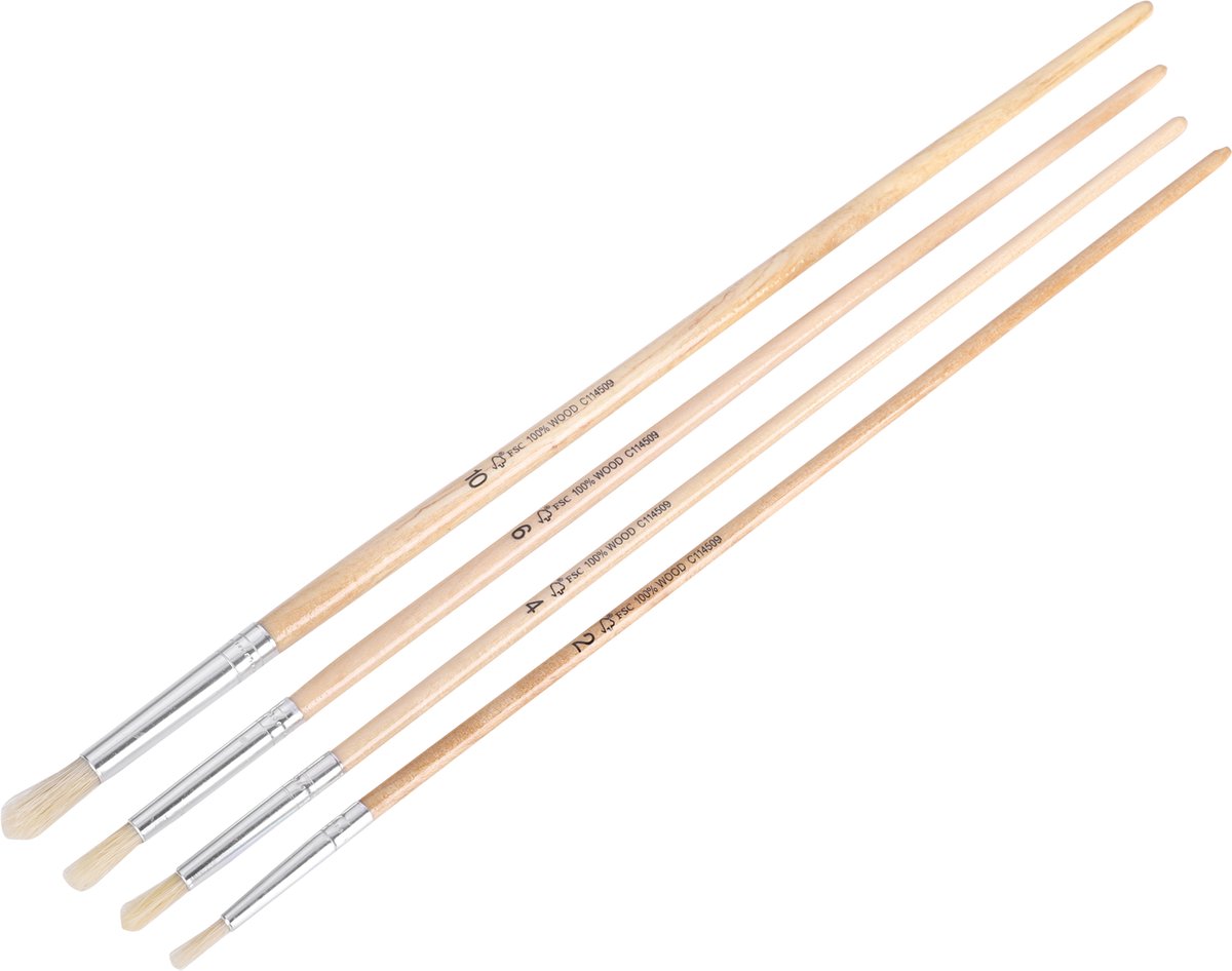 COPENHAGEN PRO RONDE LYONS PENSELEN SET, MT. 2-4-6-10, WIT CHINEES VARKENSHAAR