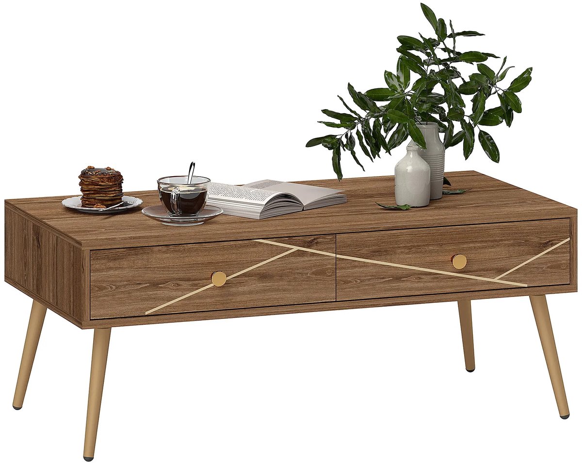 Homcom Salontafels - Salontafel - Bijzettafel - Tafel - Sidetable - Eettafel - Tafels - Woonkamer - Keukentafel - Salontafel Met Opbergruimte - Salon Tafel - Tafeltje - Woonkamer Tafel - Woonkamer Tafeltje Bruin