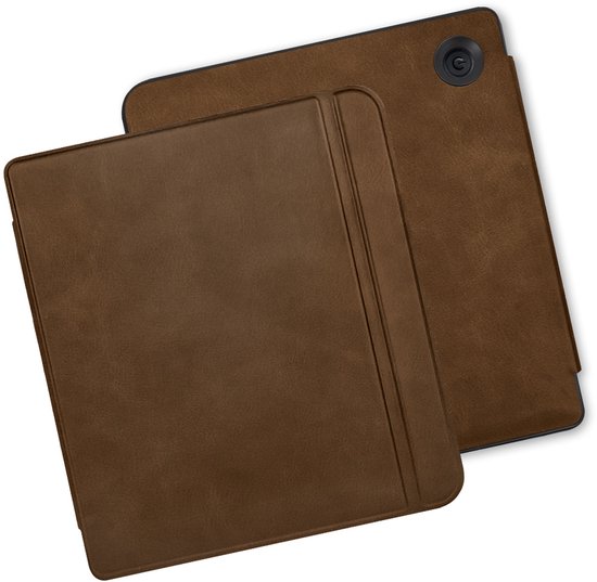 Lunso Adapté à la housse Kobo Libra Colour (7 pouces) - Housse de protection en cuir véritable - Coffee