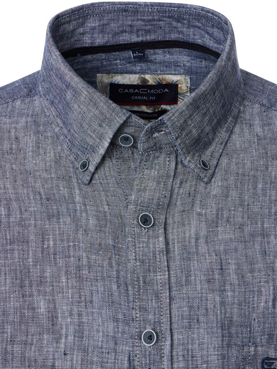 Linnen Casa Moda Blauw Overhemd Button Down Boord - XXL