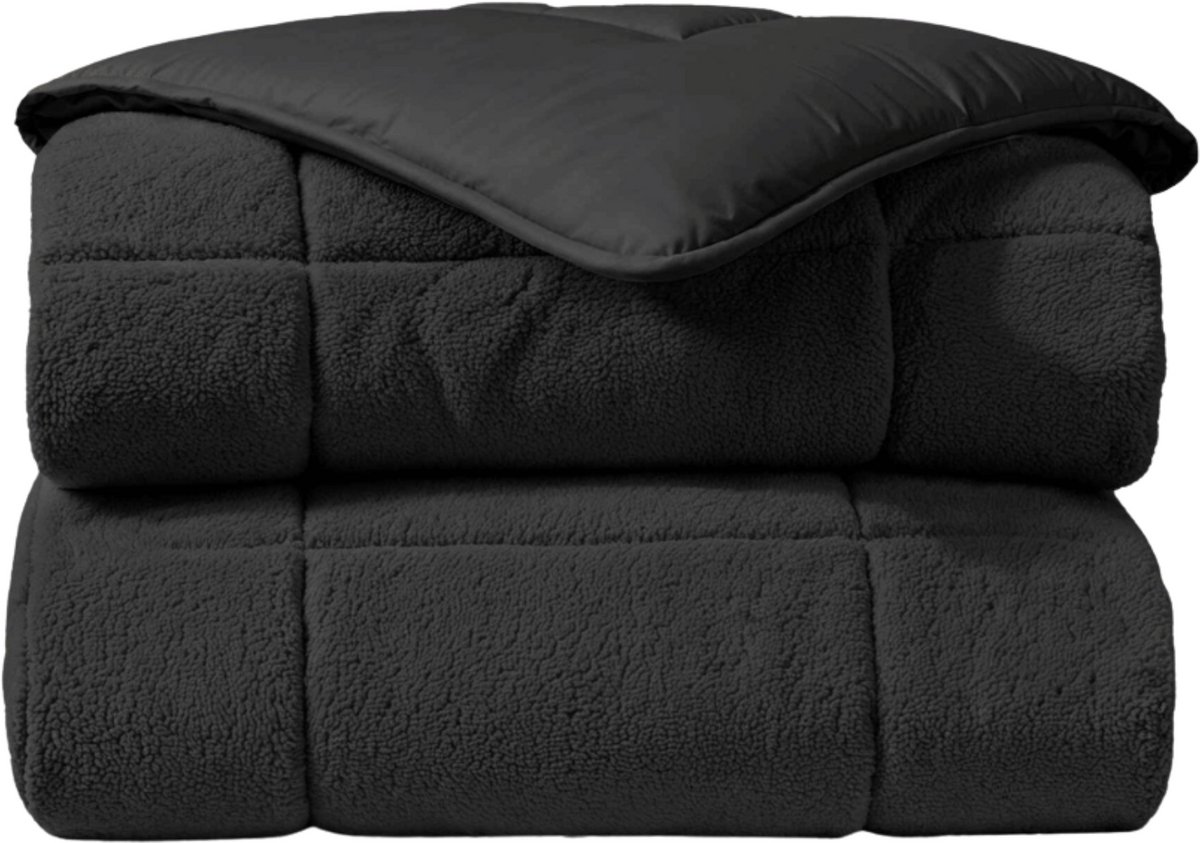 Zelesta Teddybed Antraciet 140x200 - Teddy Dekbedovertrek - 30 dagen proefslapen - Fluffy Dekbedovertrek - Wasbaar dekbed - Dekbed zonder overtrek