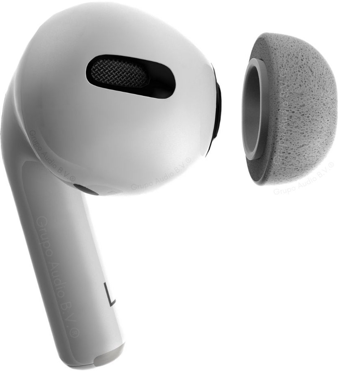 Foam eartips geschikt voor Airpods Pro (2) - licht grijs - 6× Large - zachte memory foam opzet oortjes - foamigo®