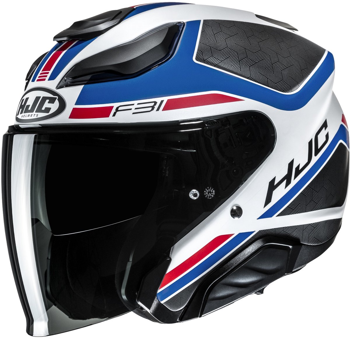 HJC F31 Ceron Wit Rood Blauw Jethelm - Maat M - Helm