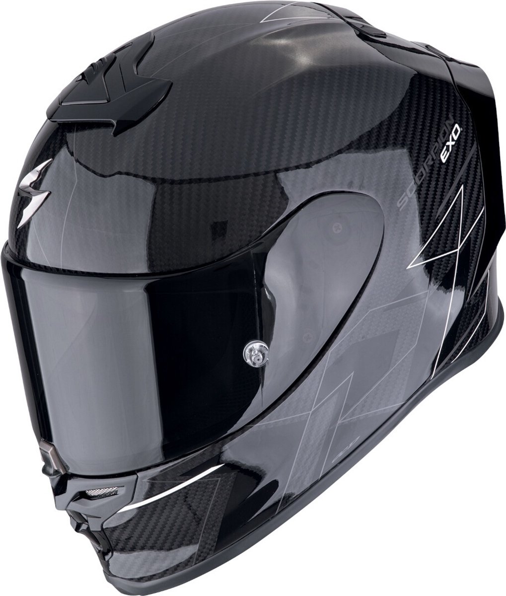Scorpion EXO-R1 Evo Carbon Air Cynergy Zwart Wit Integraalhelm - Maat L - Helm