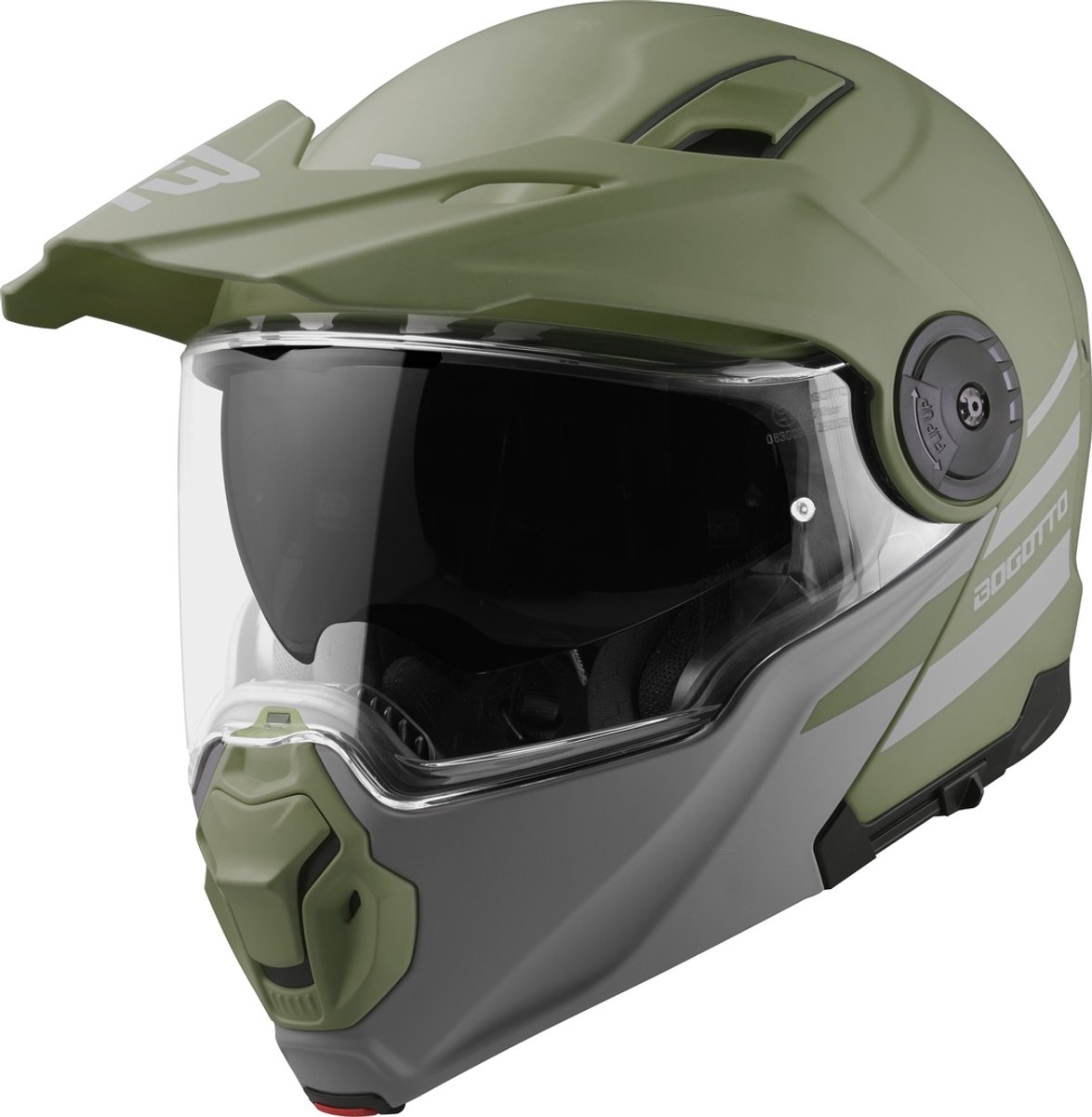 Bogotto FG-102 Duo Groen Fiberglas Systeemhelm - Maat L - Helm
