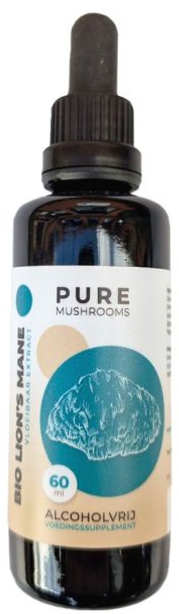 Pure Mushrooms Lion's Mane Paddenstoelen Extract Alcoholvrij Bio 60ml