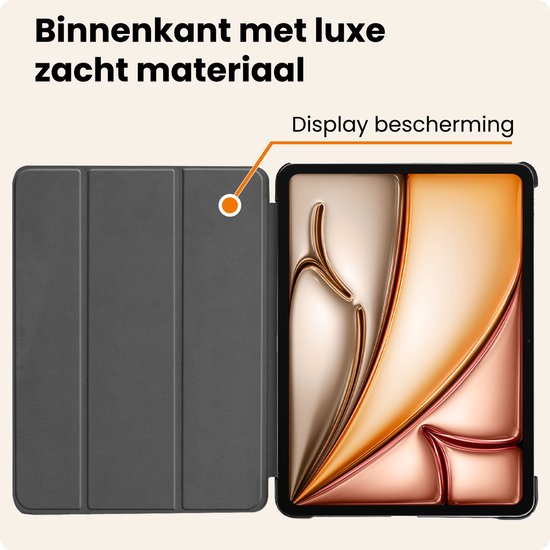 Étui pour iPad Air 2025 (11 pouces) Étui pour tablette à trois volets Étui avec protection d'écran - Étui pour iPad Air M3 (11 pouces) Étui à Hardcover - Bleu foncé