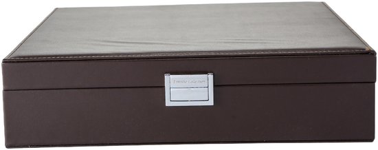 Bruine opbergdoos van Emilie Collection met zilverkleurige sluiting.