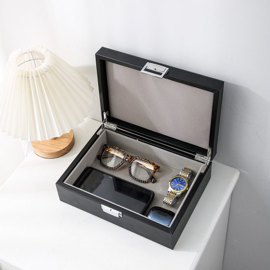 Collection Emilie - boîte de rangement - noire - boîte de rangement de luxe pour bijoux et accessoires - taille moyenne