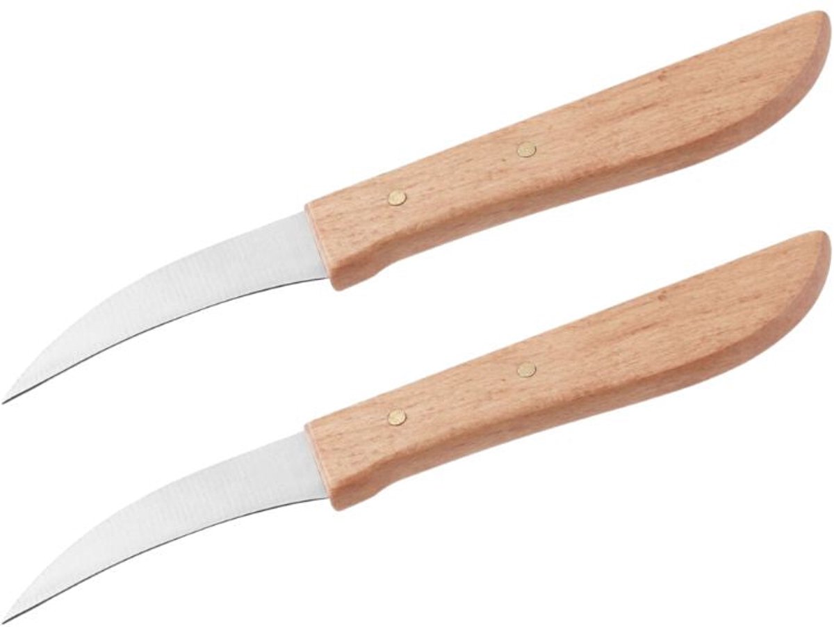 Set van 2 keukenmesjes schilmes met houten handvat 16 cm Nirosta