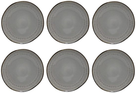 Lot De 6 Assiettes à Dessert Cookinglife Delice - Céramique Gris Ø 19 Cm - Micro-ondes, Four & Lave-vaisselle