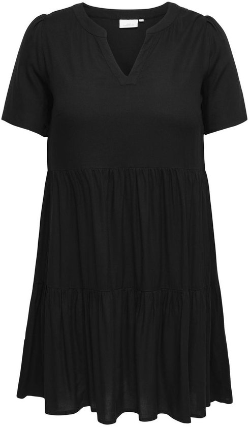 ONLY CARMAKOMA CARZALLY LIFE S/S THEA TUNIC DRESS NOOS Dames Jurk - Black