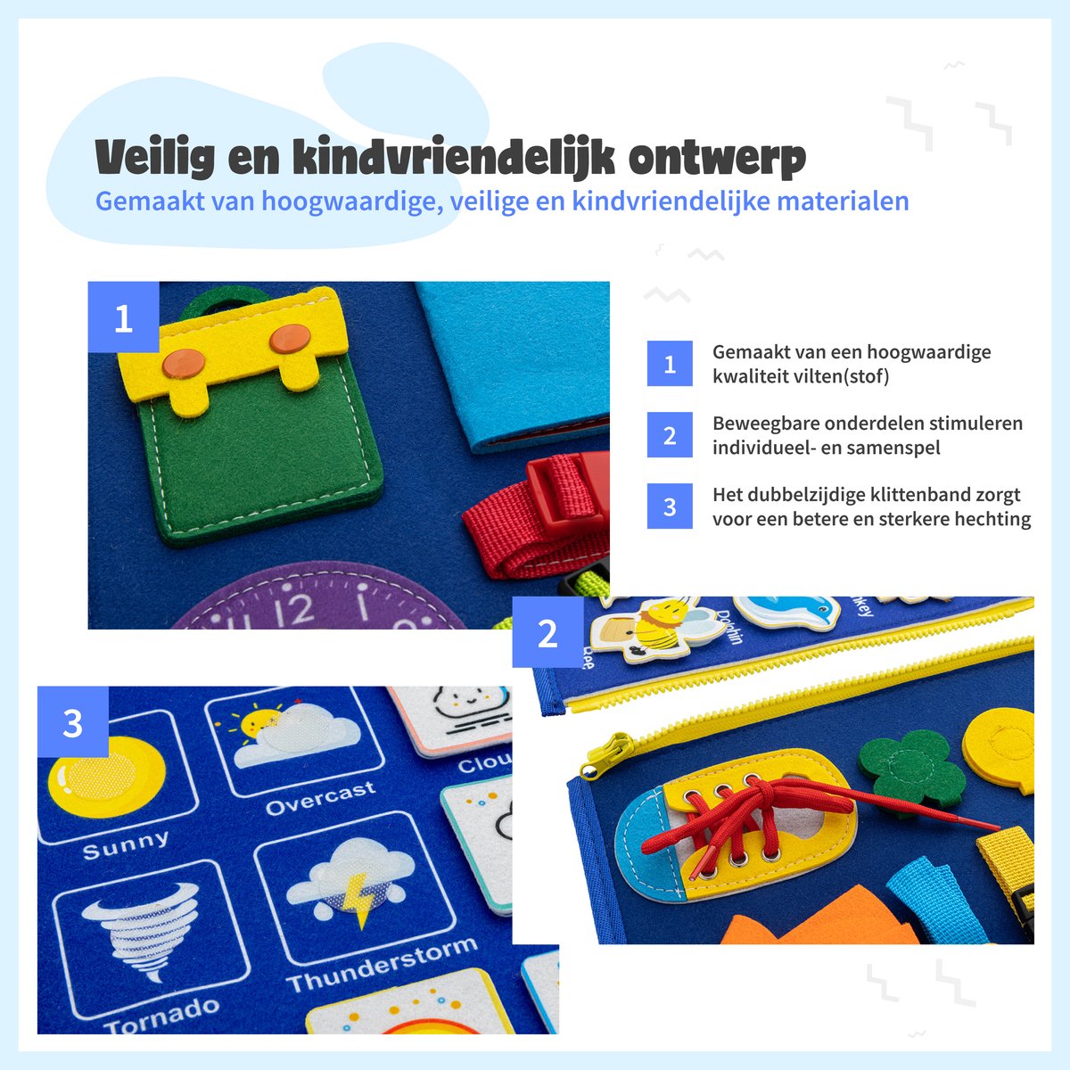 MontiPlay® Montessori Speelgoed - Sensorisch Speelgoed - Busy Board - Montessori Activiteitenboek - Educatief Speelgoed - Reisspeelgoed - Activiteitenbord - Senso Motorisch Speelgoed - Speelgoed voor in de Auto — afbeelding 10