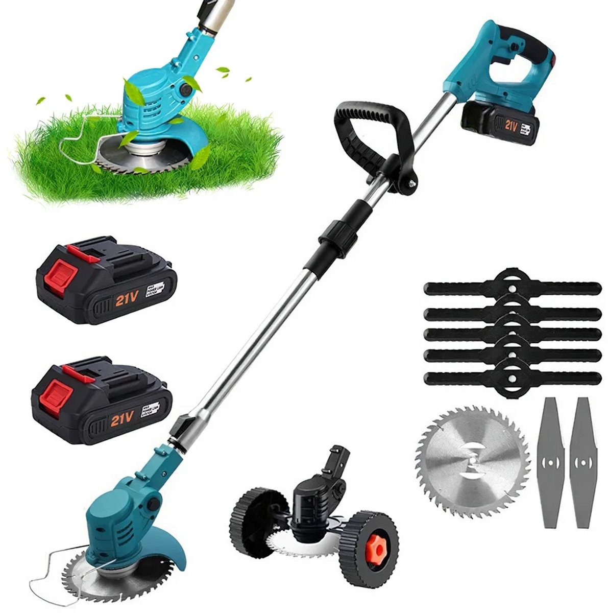 Elektrische grasmaaier - 1 accu - grasmaaiers - grasmaaier accu - grasmaaier elektrisch - grastrimmer - tuin – foto 4