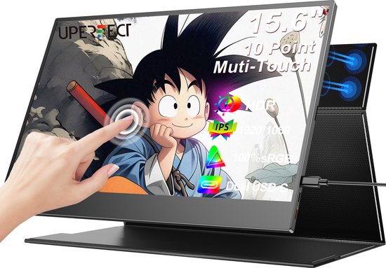 15,6″ UPERFECT Touchscreen Monitor Full HD IPS Spiegelend 10-Punts Aanraking USB-C HDMI Draagbaar
