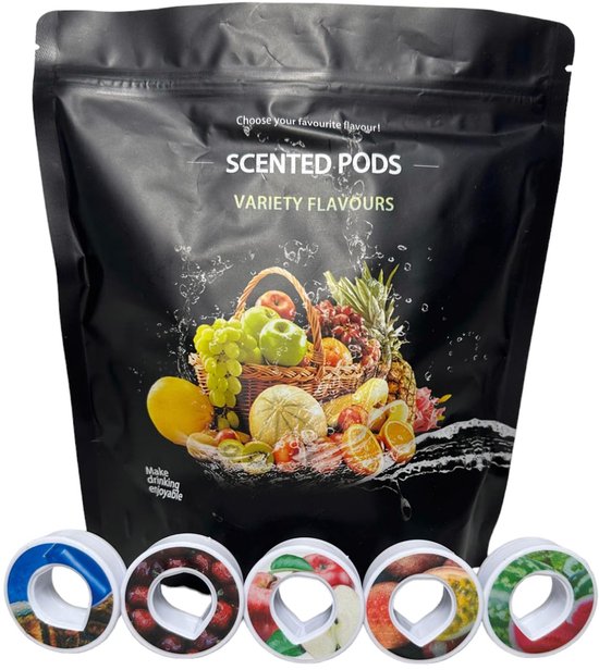 5x dosettes parfumées - dosettes d'eau parfumées - convient pour bouteille Air Up - forme goutte - 5 saveurs - pomme - cola - cerises - fruit de la passion - pastèque