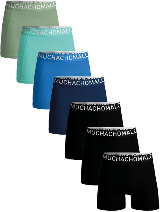 Zeerende Muchachomalo boxershorts in groen, cyaan, blauw, marineblauw, zwart en zwart.